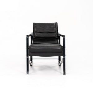 1980s Transat Lounge Chair by Eileen Gray for Ecart International in Black Leather and Lacquered Wood