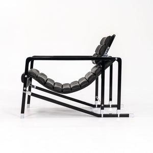 1980s Transat Lounge Chair by Eileen Gray for Ecart International in Black Leather and Lacquered Wood