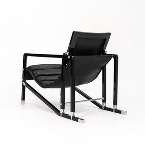 1980s Transat Lounge Chair by Eileen Gray for Ecart International in Black Leather and Lacquered Wood