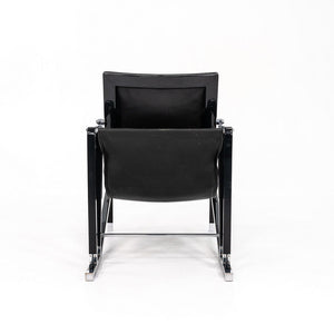 1980s Transat Lounge Chair by Eileen Gray for Ecart International in Black Leather and Lacquered Wood