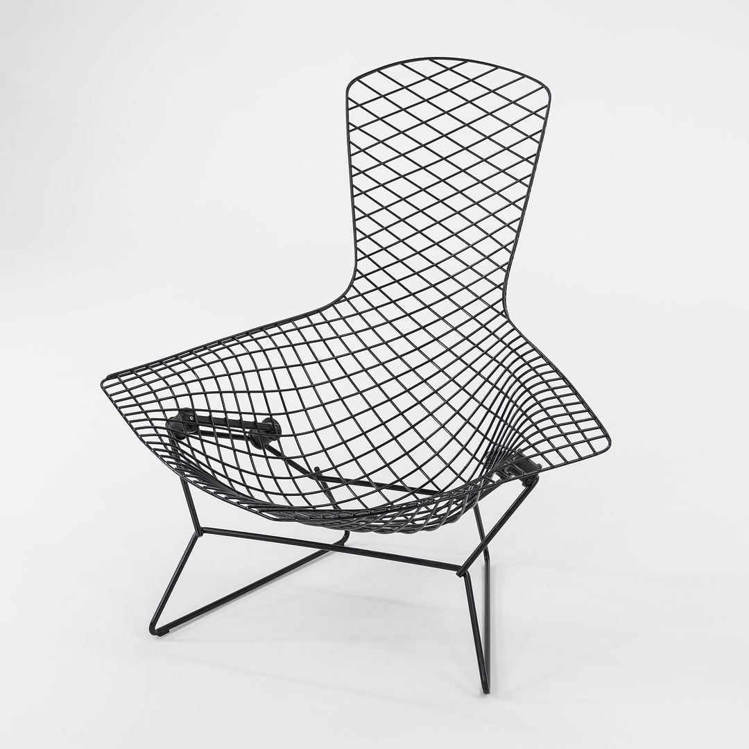 2010s 423LU Bertoia Bird Chair and 424YU Bertoia Ottoman by Harry Bertoia for Knoll in Black 2x Sets Available