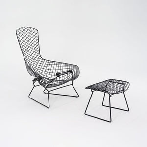 2010s 423LU Bertoia Bird Chair and 424YU Bertoia Ottoman by Harry Bertoia for Knoll in Black 2x Sets Available