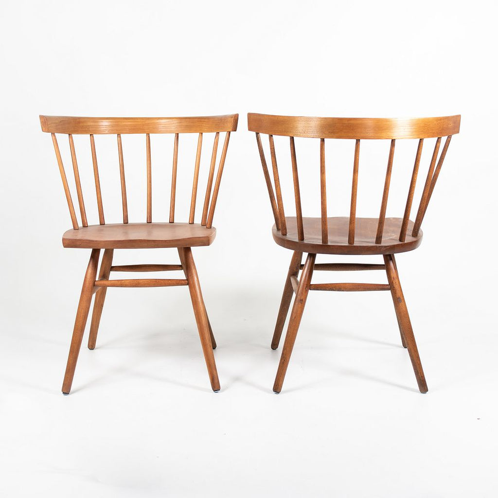SOLD 1949 Pair of N19 Straight Chairs By George Nakashima For Knoll in Cherry