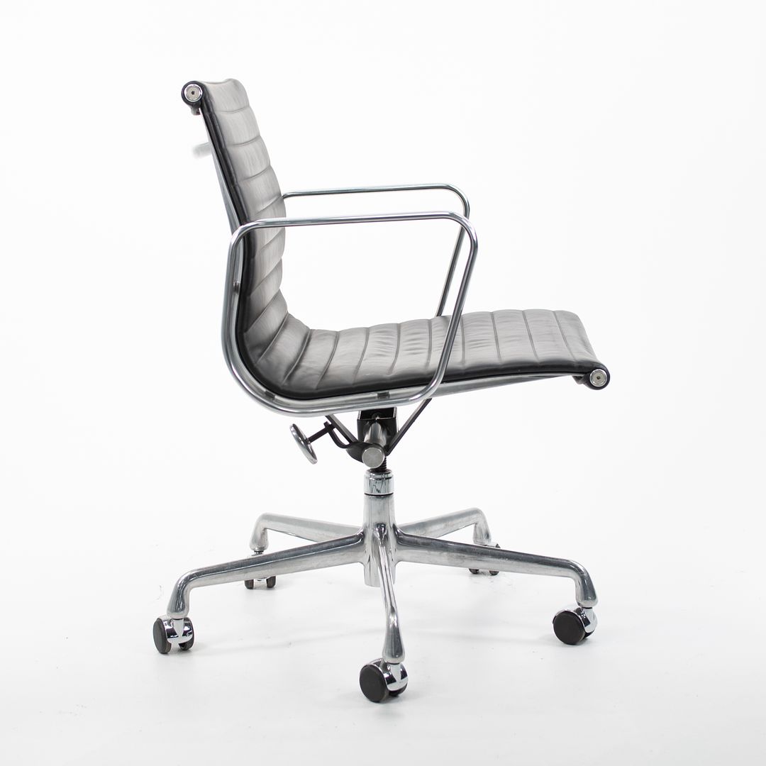 SOLD 2007 Aluminum Group Management Chair by Ray and Charles Eames for Herman Miller in Black Leather 12+ Available