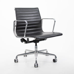 SOLD 2007 Aluminum Group Management Chair by Ray and Charles Eames for Herman Miller in Black Leather 12+ Available