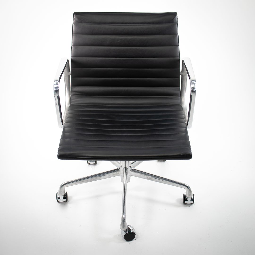 SOLD 2007 Aluminum Group Management Chair by Ray and Charles Eames for Herman Miller in Black Leather 12+ Available
