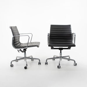 SOLD 2007 Aluminum Group Management Chair by Ray and Charles Eames for Herman Miller in Black Leather 12+ Available