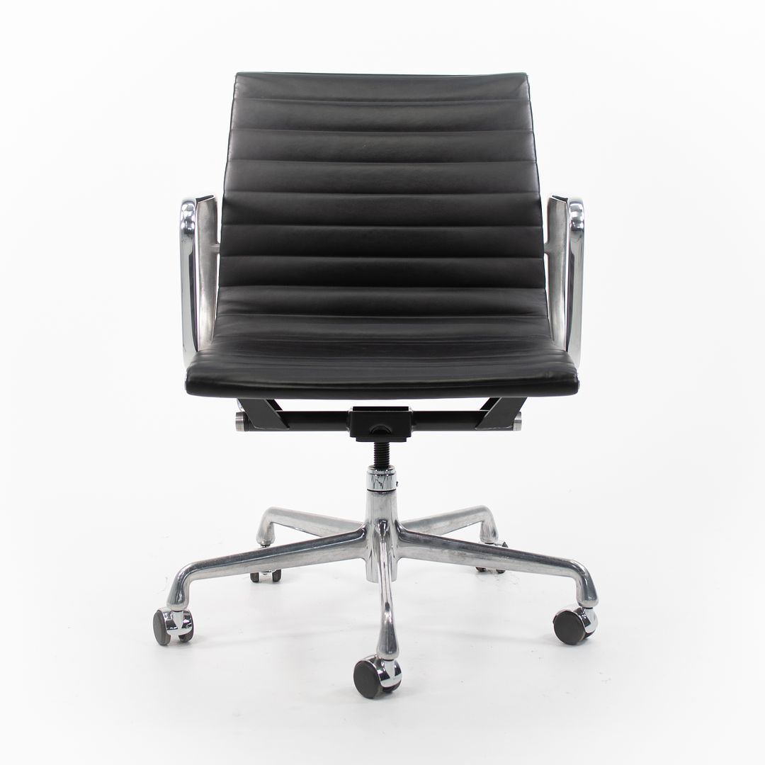 SOLD 2007 Aluminum Group Management Chair by Ray and Charles Eames for Herman Miller in Black Leather 12+ Available