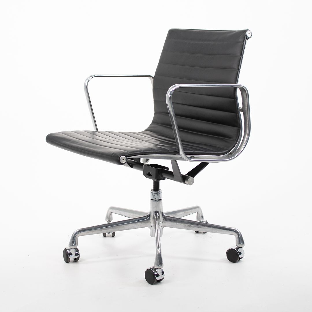 SOLD 2007 Aluminum Group Management Chair by Ray and Charles Eames for Herman Miller in Black Leather 12+ Available