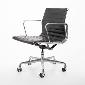 SOLD 2007 Aluminum Group Management Chair by Ray and Charles Eames for Herman Miller in Black Leather 12+ Available