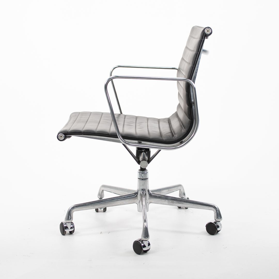 SOLD 2007 Aluminum Group Management Chair by Ray and Charles Eames for Herman Miller in Black Leather 12+ Available
