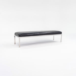 SOLD 1980s Jacob Epstein for Cumberland Furniture Black Vinyl & Polished Stainless Bench