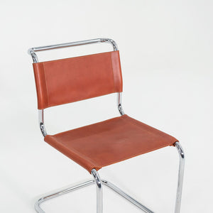 1960s Set of Four Marcel Breuer for Knoll B33 Dining Chairs in New Brown Leather