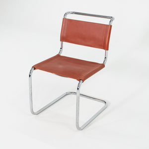 1960s Set of Four Marcel Breuer for Knoll B33 Dining Chairs in New Brown Leather