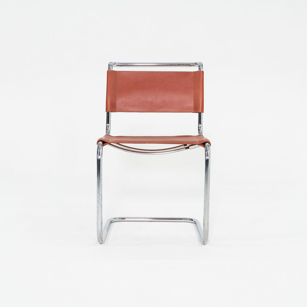 1960s Set of Four Marcel Breuer for Knoll B33 Dining Chairs in New Brown Leather