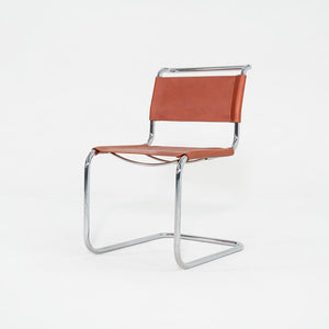 1960s Set of Four Marcel Breuer for Knoll B33 Dining Chairs in New Brown Leather