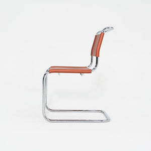 1960s Set of Four Marcel Breuer for Knoll B33 Dining Chairs in New Brown Leather