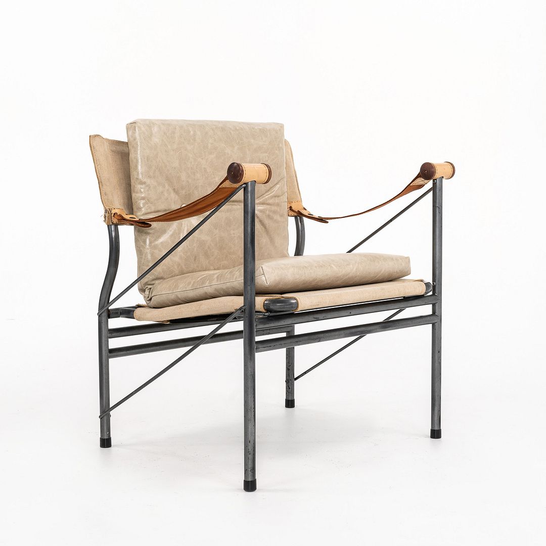 1970s Colombo 907 Safari Chair in Linen Canvas and Leather