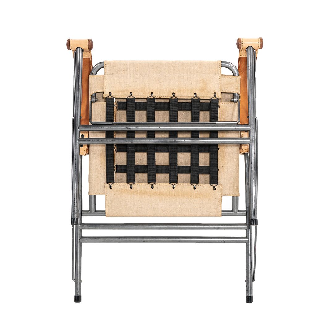 1970s Colombo 907 Safari Chair in Linen Canvas and Leather
