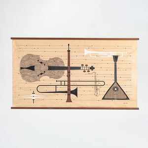 C. 1960s Ross F. Littell Linen Scroll Wall Hanging of Instruments, Example #1
