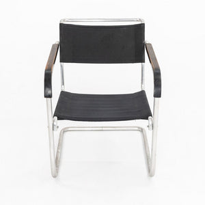 1940s B34 Arm Chair by Marcel Breuer for Gebruder Thonet in Aluminum with Canvas Upholstery