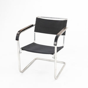 1940s B34 Arm Chair by Marcel Breuer for Gebruder Thonet in Aluminum with Canvas Upholstery