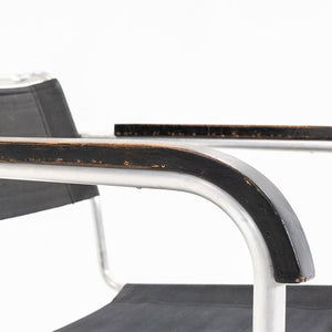 1940s B34 Arm Chair by Marcel Breuer for Gebruder Thonet in Aluminum with Canvas Upholstery