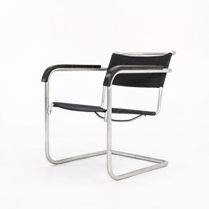 1940s B34 Arm Chair by Marcel Breuer for Gebruder Thonet in Aluminum with Canvas Upholstery