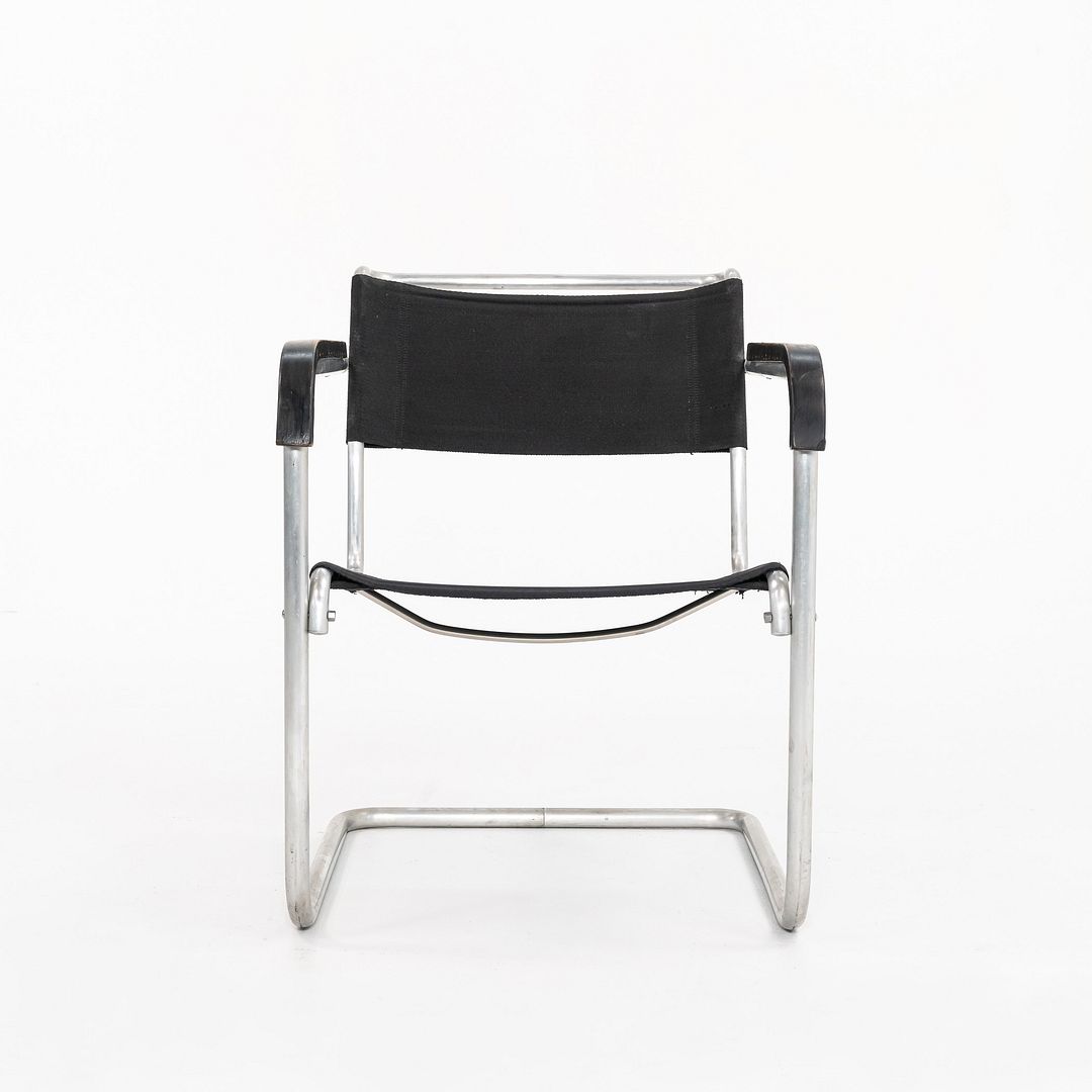 1940s B34 Arm Chair by Marcel Breuer for Gebruder Thonet in Aluminum with Canvas Upholstery