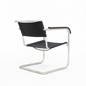 1940s B34 Arm Chair by Marcel Breuer for Gebruder Thonet in Aluminum with Canvas Upholstery