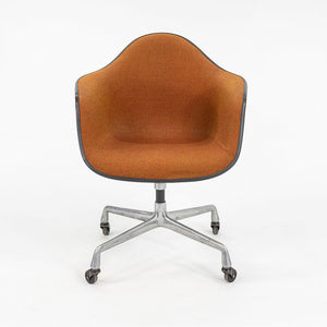 1970s Herman Miller Eames EC434 Upholstered Arm Shell Chair in Brown/Orange