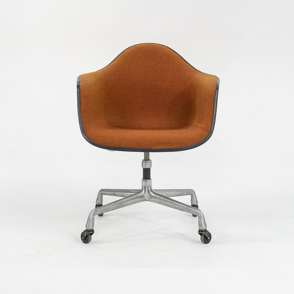 1970s Herman Miller Eames EC434 Upholstered Arm Shell Chair in Brown/Orange