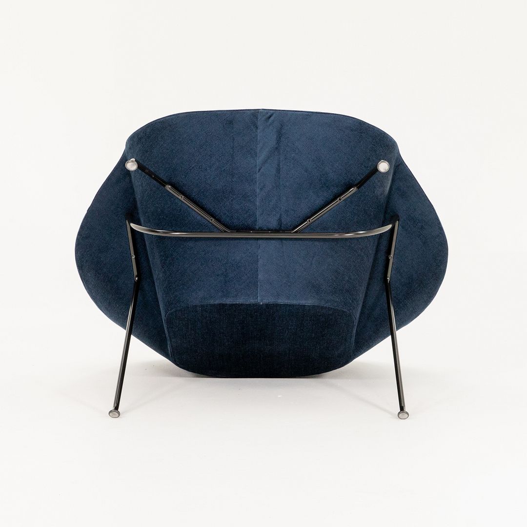 SOLD 2022 Womb Chair by Eero Saarinen for Knoll in Two-Tone Blue Fabric with Black Frame