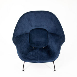 SOLD 2022 Womb Chair by Eero Saarinen for Knoll in Two-Tone Blue Fabric with Black Frame