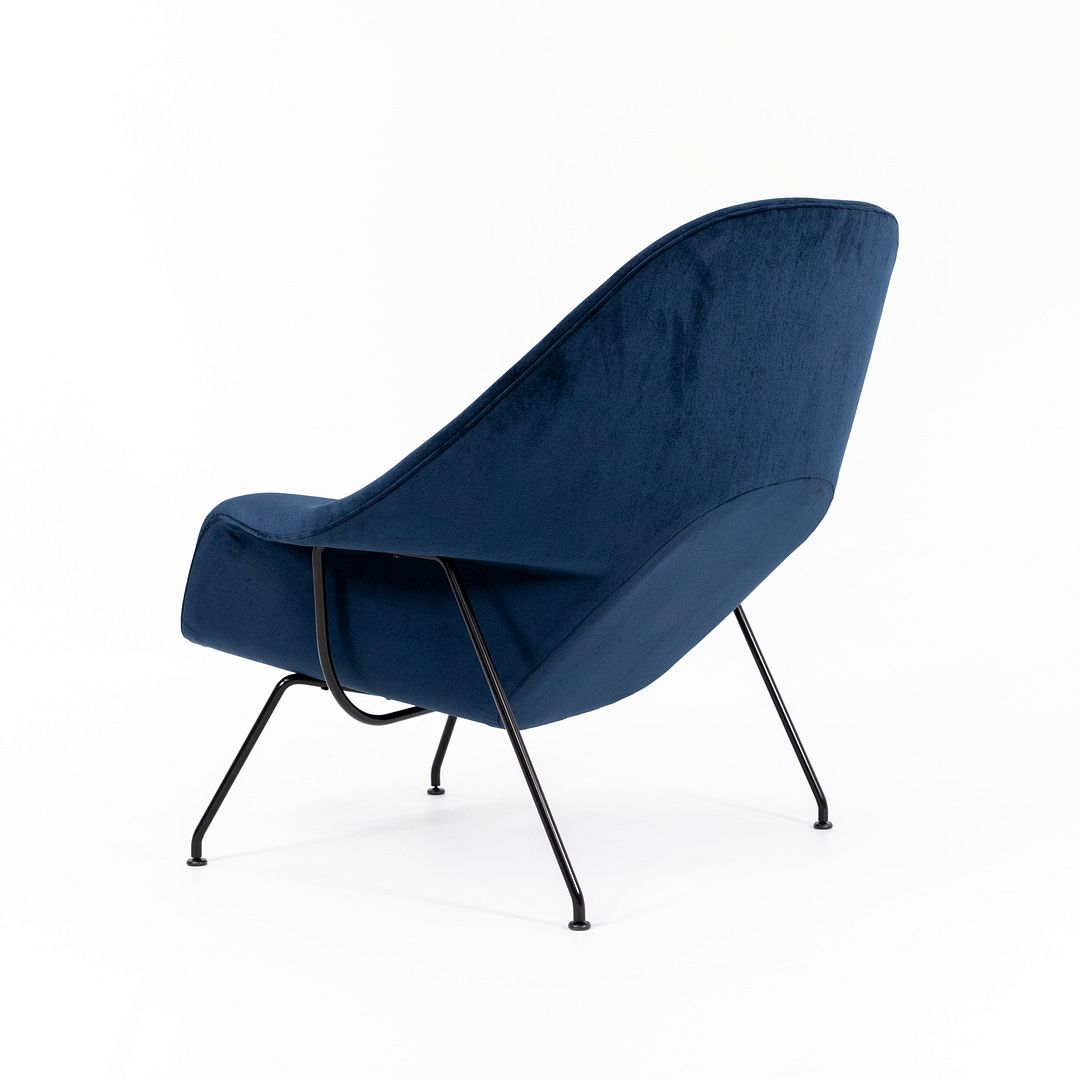 SOLD 2022 Womb Chair by Eero Saarinen for Knoll in Two-Tone Blue Fabric with Black Frame