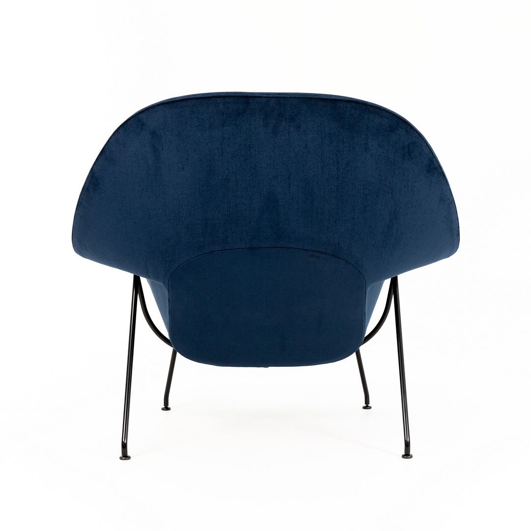 SOLD 2022 Womb Chair by Eero Saarinen for Knoll in Two-Tone Blue Fabric with Black Frame