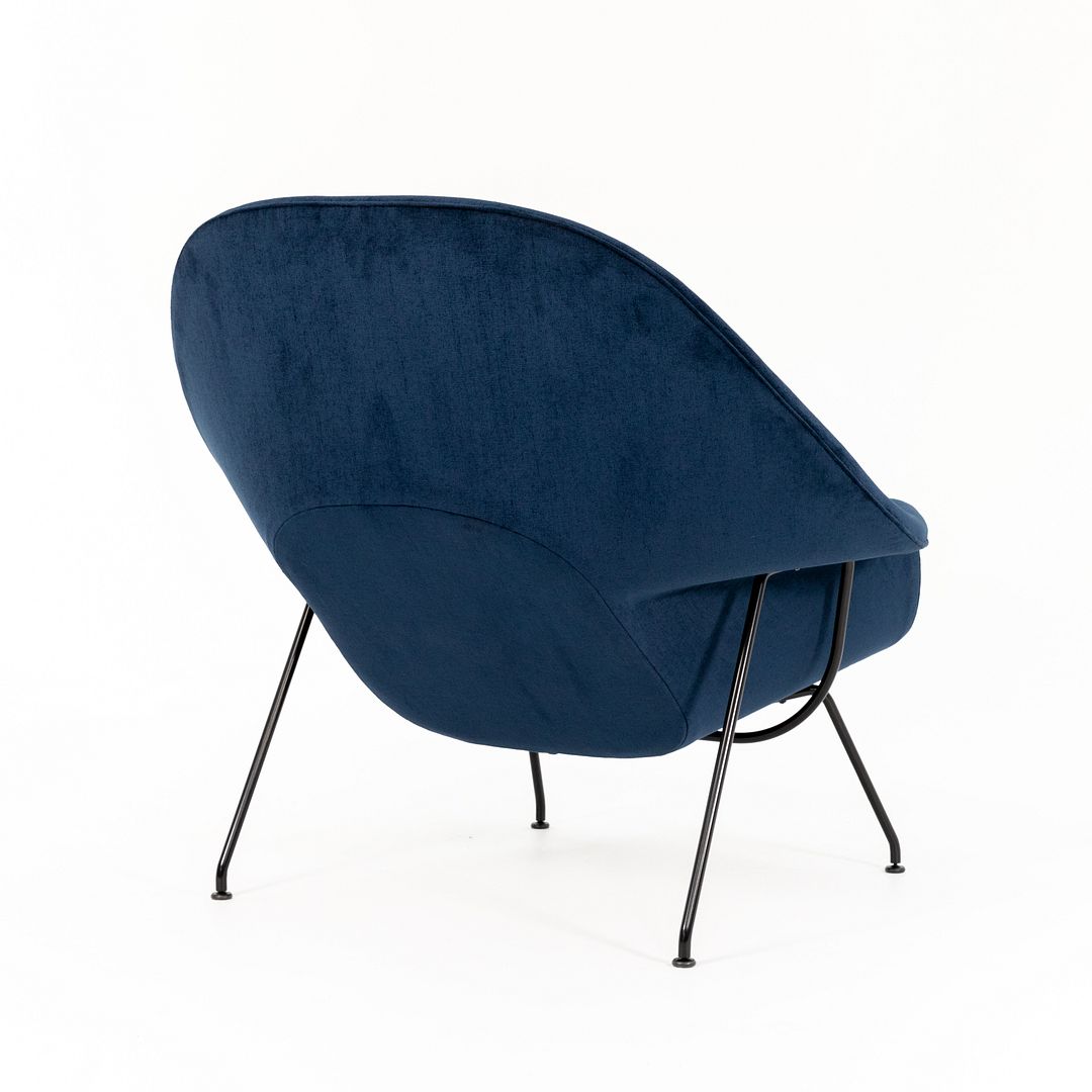 SOLD 2022 Womb Chair by Eero Saarinen for Knoll in Two-Tone Blue Fabric with Black Frame