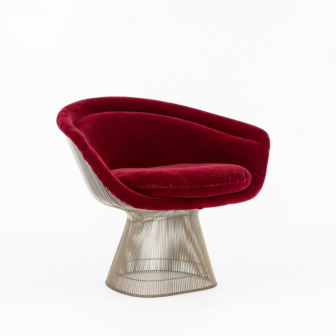 1978 Pair of Platner Lounge Chairs, model 1715L by Warren Platner for Knoll in Red Velvet and Nickel