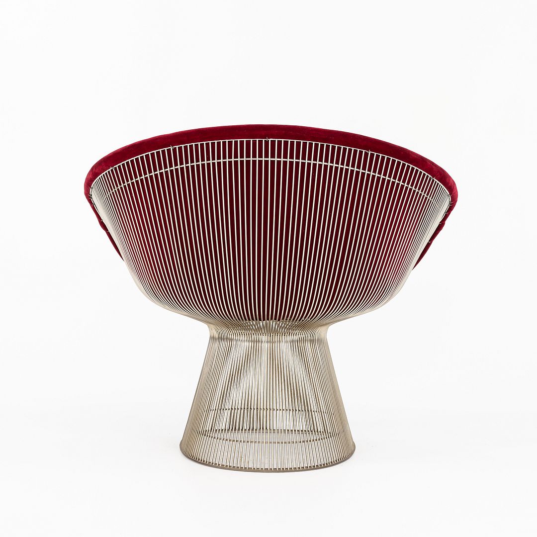SOLD 1978 Pair of Platner Lounge Chairs, model 1715L by Warren Platner for Knoll in Red Velvet and Nickel