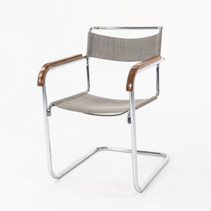 1950s B34 Arm Chair by Marcel Breuer for Thonet in Chromed Steel with Canvas Upholstery