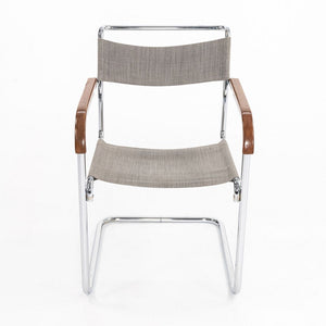 1950s B34 Arm Chair by Marcel Breuer for Thonet in Chromed Steel with Canvas Upholstery