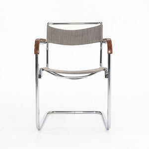 1950s B34 Arm Chair by Marcel Breuer for Thonet in Chromed Steel with Canvas Upholstery