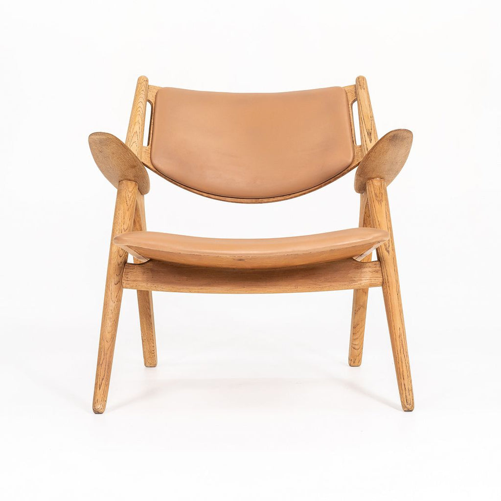 1960s CH28P Lounge Chair by Hans Wegner for Carl Hansen & Søn in Oak with Tan Leather Upholstery