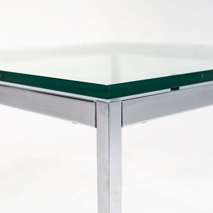 SOLD 2010s Florence Knoll Square End Table, Model 2510T by Florence Knoll in Chromed Steel and Glass 2x Available