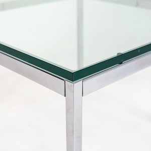 SOLD 2010s Florence Knoll Square End Table, Model 2510T by Florence Knoll in Chromed Steel and Glass 2x Available