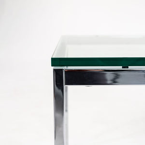 SOLD 2010s Florence Knoll Square End Table, Model 2510T by Florence Knoll in Chromed Steel and Glass 2x Available