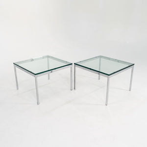 SOLD 2010s Florence Knoll Square End Table, Model 2510T by Florence Knoll in Chromed Steel and Glass 2x Available