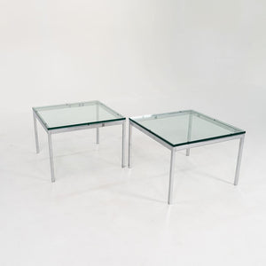 SOLD 2010s Florence Knoll Square End Table, Model 2510T by Florence Knoll in Chromed Steel and Glass 2x Available