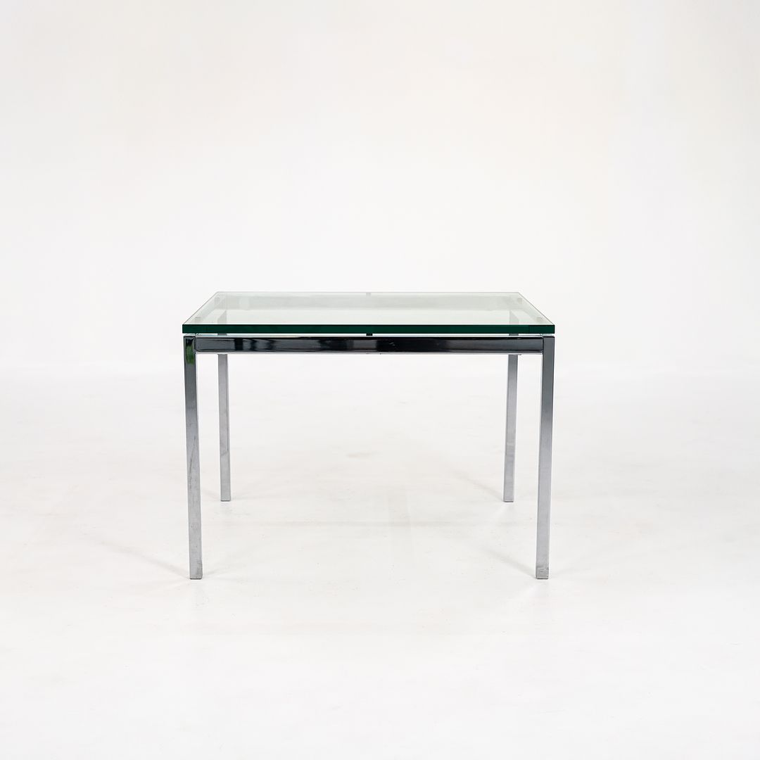 SOLD 2010s Florence Knoll Square End Table, Model 2510T by Florence Knoll in Chromed Steel and Glass 2x Available