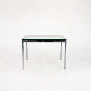 SOLD 2010s Florence Knoll Square End Table, Model 2510T by Florence Knoll in Chromed Steel and Glass 2x Available